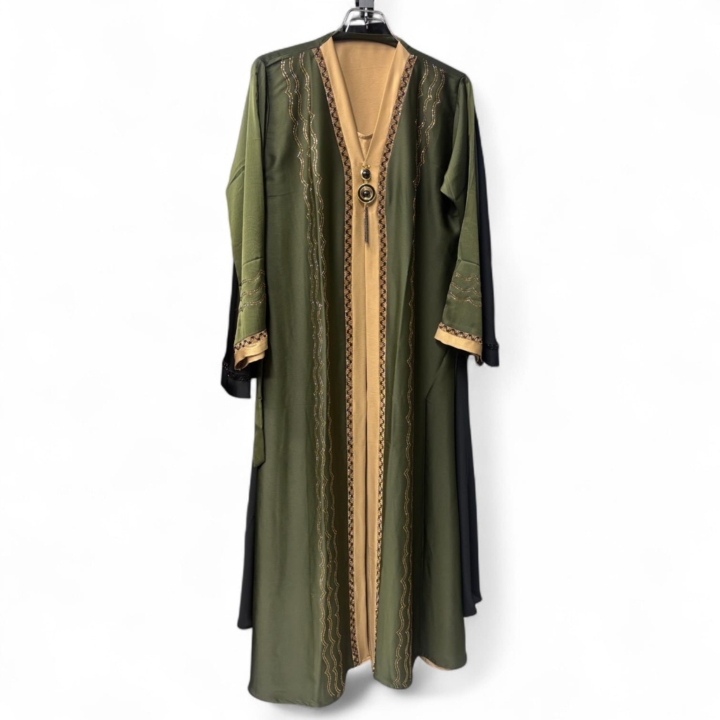 Royal Amethyst Gold-Embroidered Kaftan Abaya 1 part Burkha