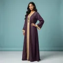Royal Amethyst Gold-Embroidered Kaftan Abaya 1 part Burkha